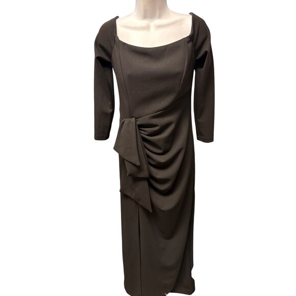 XSCAPE Women's Ruffled Gown Dress Size 10 Black Long Sleeves Cocktail Whimsygoth - Picture 1 of 7